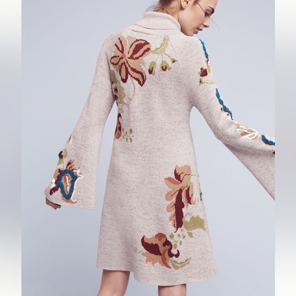 Anthropologie Knitted & Knotted Embroidered Petals Swing Dress NWOT Size small - Picture 4 of 9